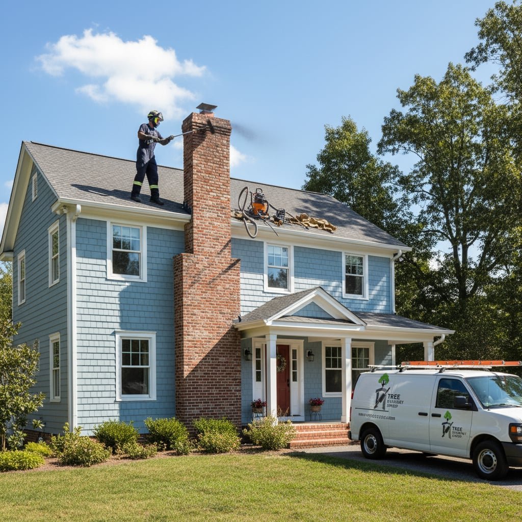 Tree Chimney Sweep team working on chimney